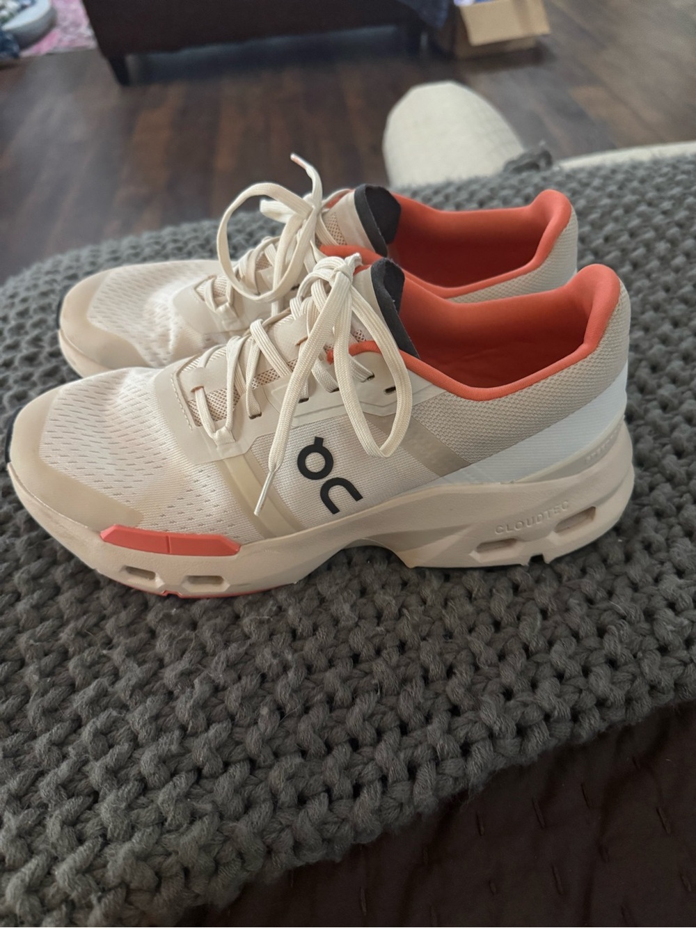 On Running Women's Sneakers in Cream with Coral Accents